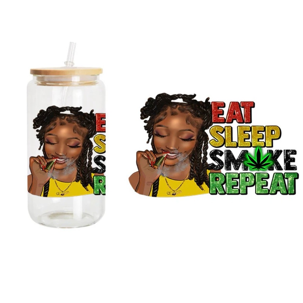 Eat Sleep Smoke Repeat Glass Tumbler
